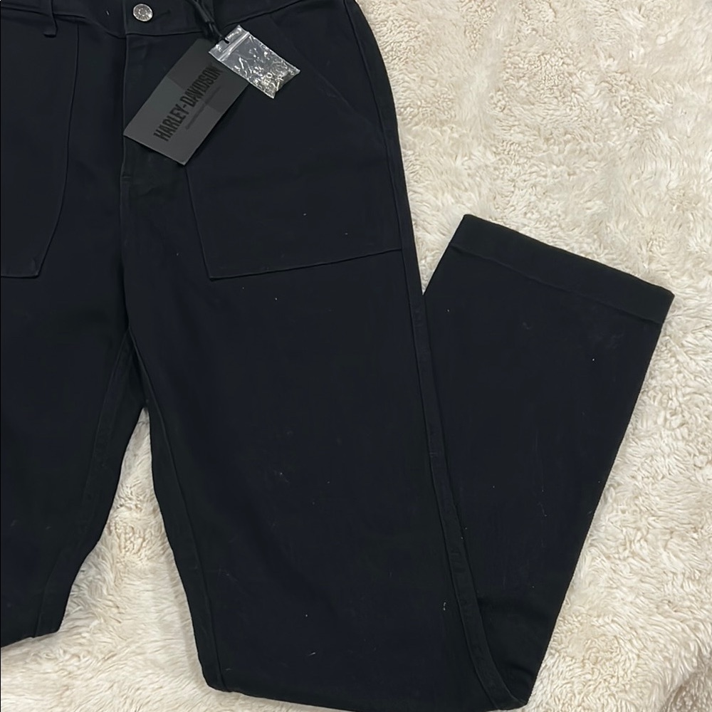NWT Harley-Davidson Black Straight Leg Pants Size 10 - Picture 3 of 16